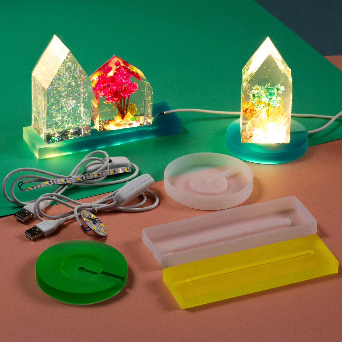 Resin Art Light - DIY Silicone Mold Resin Molding&Casting 3D