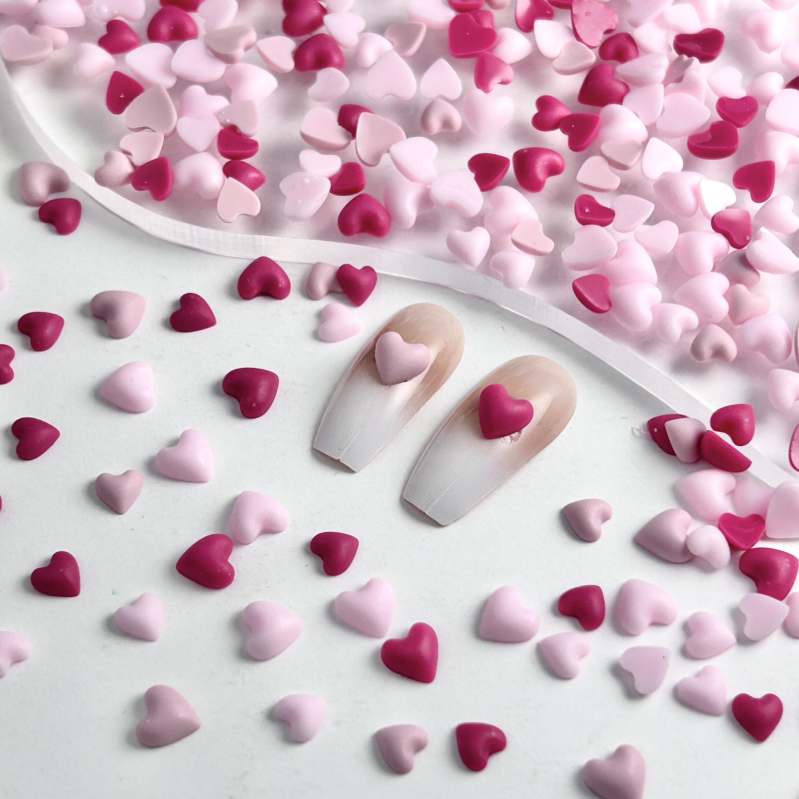 Resin Art Earrings Design - 60PCS Mini Solid Color Heart Nail