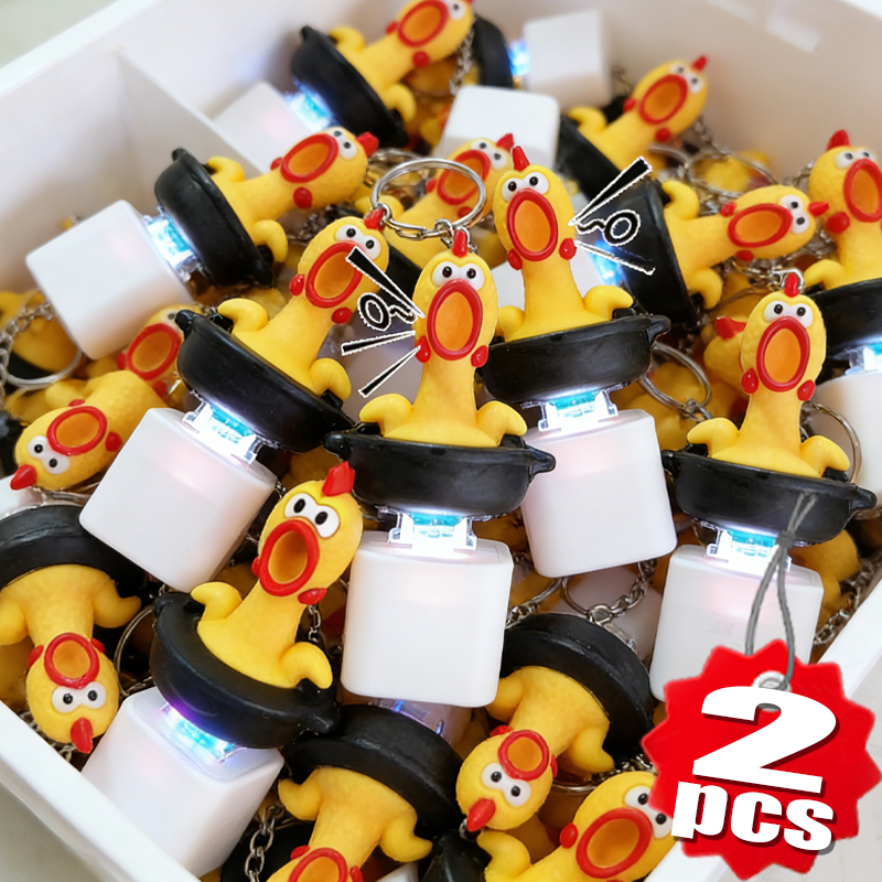Resin Art Alphabet - 2PCS Screaming Chicken Keychain Sound Light