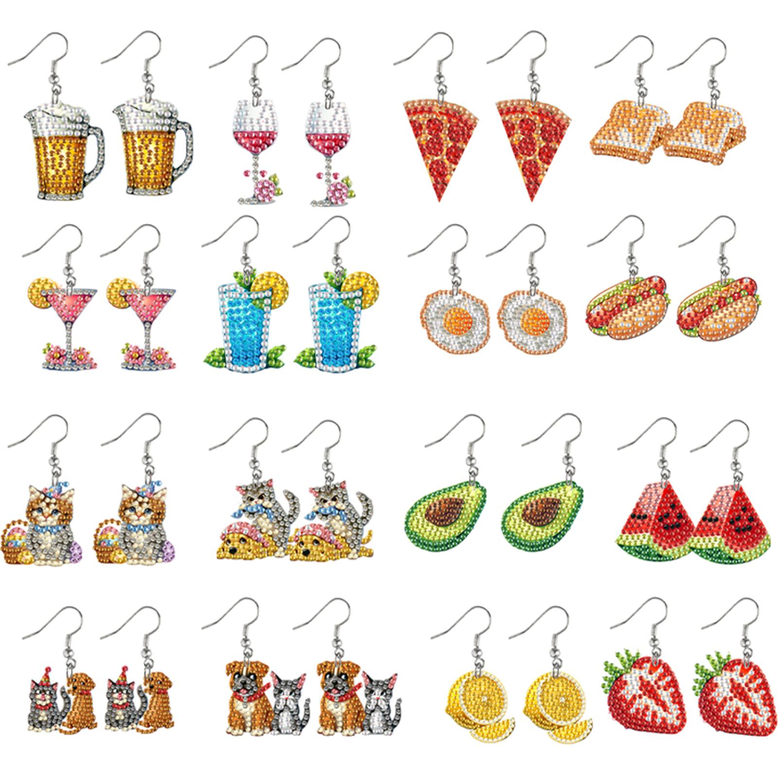 Resin Art Earrings Kit - 4 Pairs Double Sided Diamond Earrings