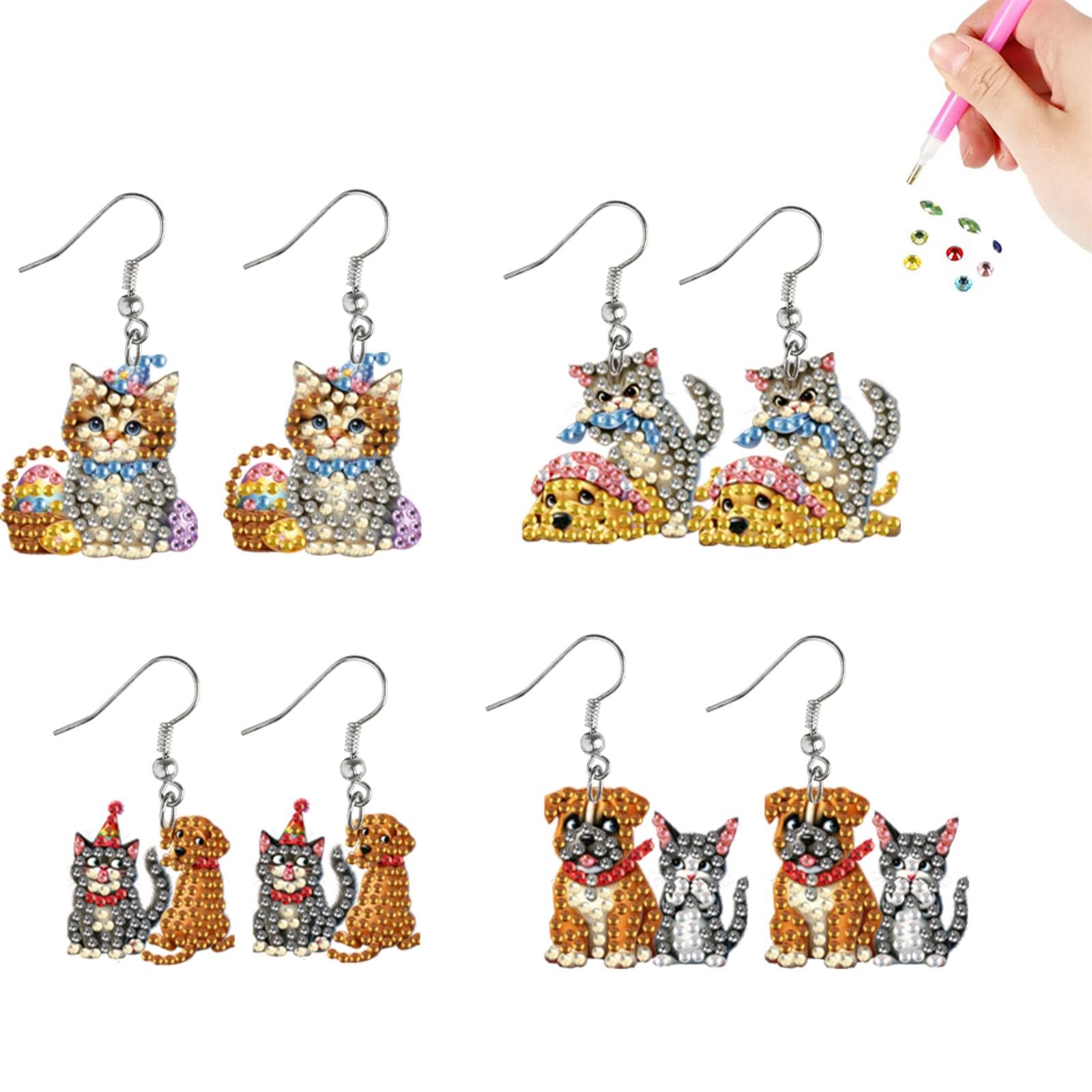 Resin Art Earrings Kit - 4 Pairs Double Sided Diamond Painting