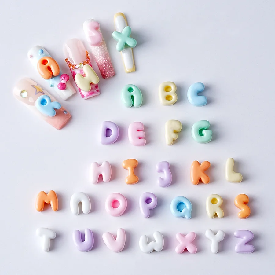 Resin Art Alphabet - 26Pcs Shiny English Letter Nail Art