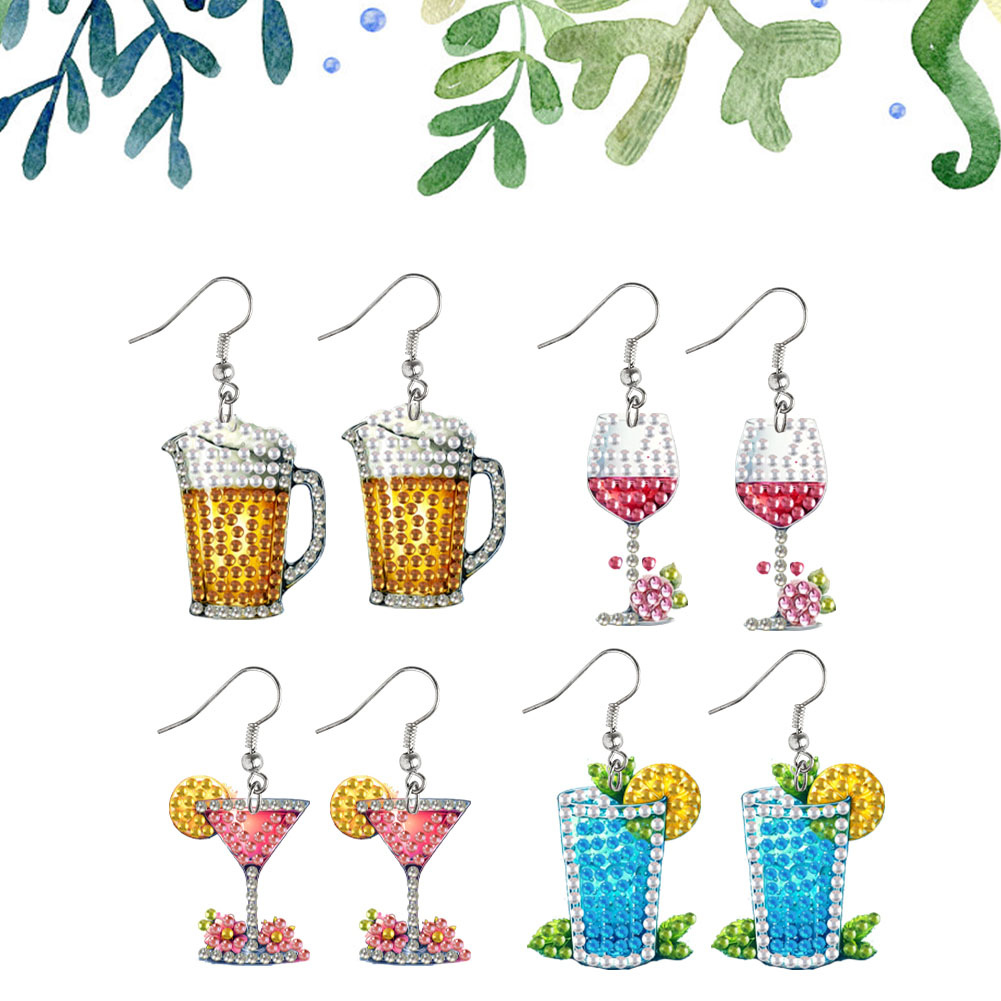 Resin Art Earrings Kit - 4 Pairs Double Sided Diamond Art