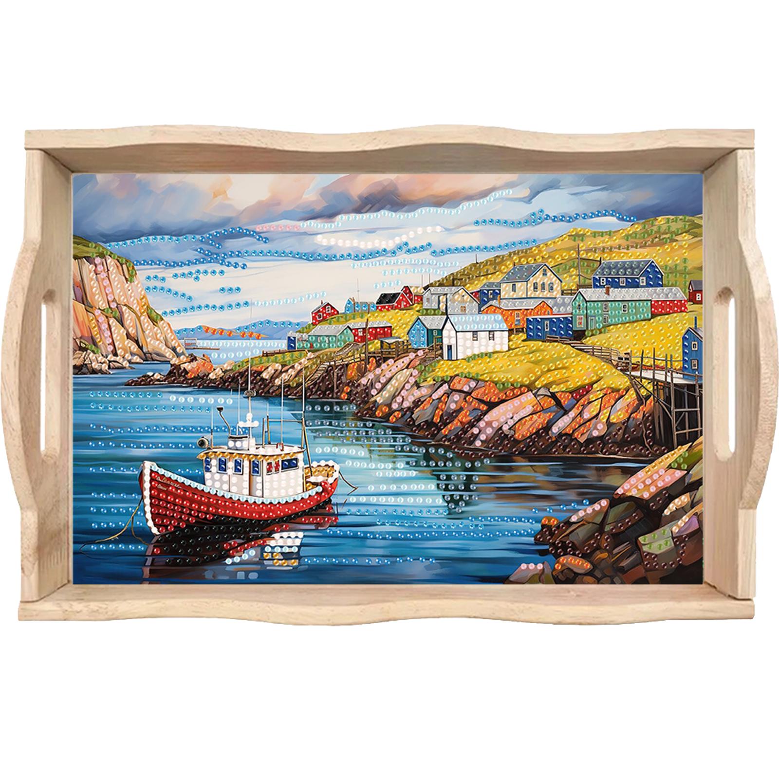 Resin Art Wooden Tray - Diamond Painting Wooden Tray with Handle