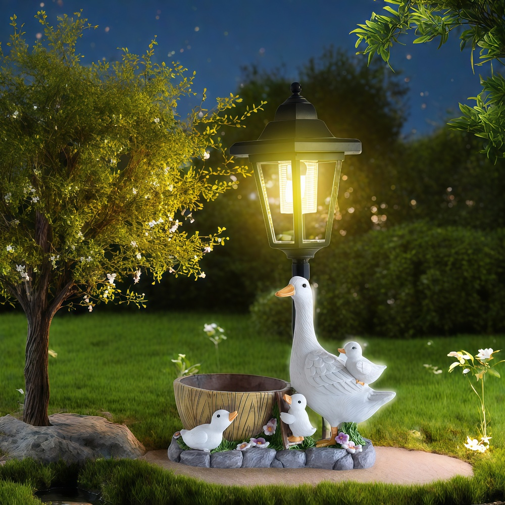 Resin Art Decor - Solar Duck Night Light Garden Courtyard