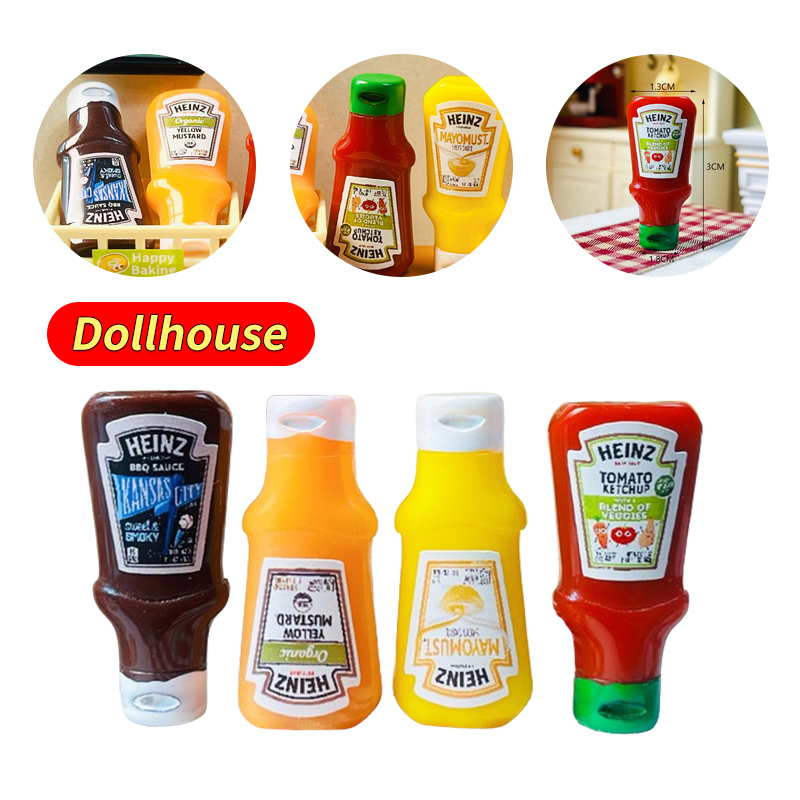 Resin Art Toys - 4Pcs Dollhouse Miniature Strawberry Sauce Jam