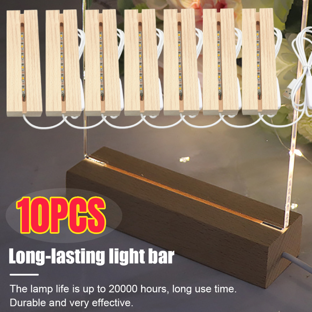 Resin Art Stand - 1-10PCS LED Wood Light Display Crystal