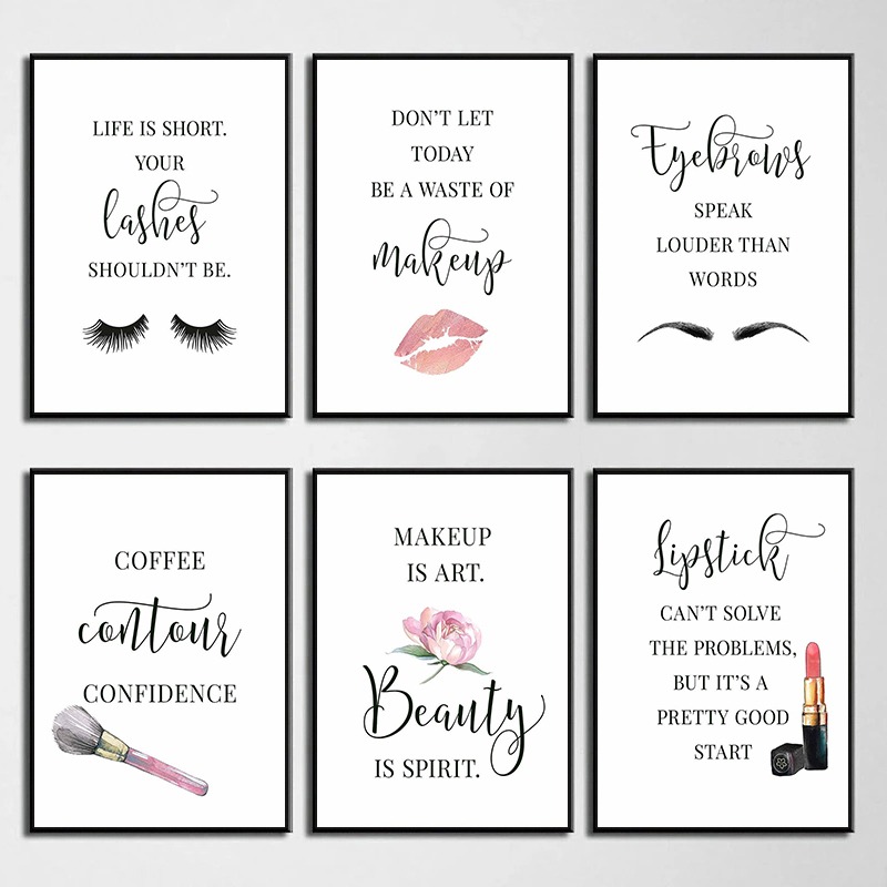 Resin Art Quote - Makeup Quotes Poster Eyelash Eyebrows Lipstick