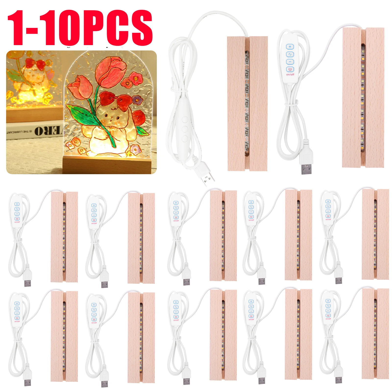 1-10pcs LED Wood Light Display - Resin Art Stand 리뷰 및 가격