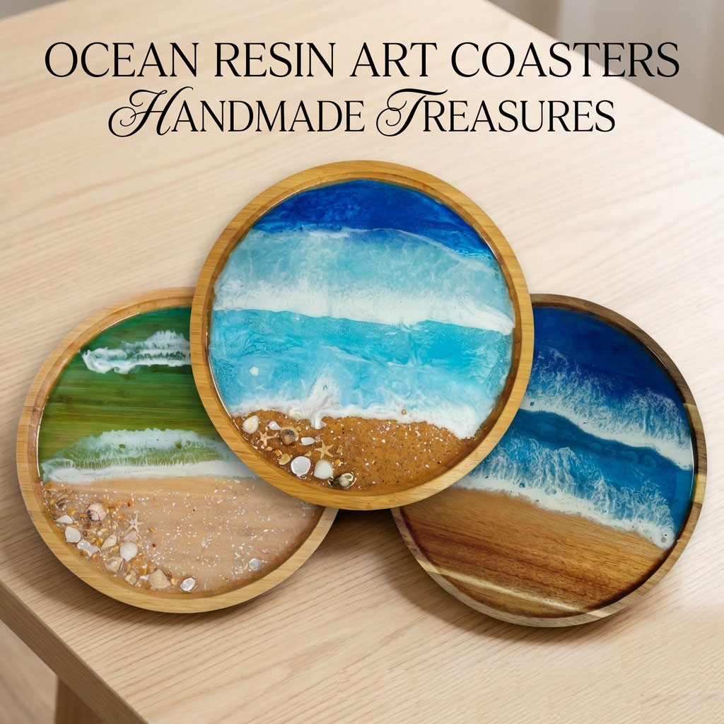 Wooden Serving Tray with Ocean - Resin Art Wooden Tray 리뷰 및 가격