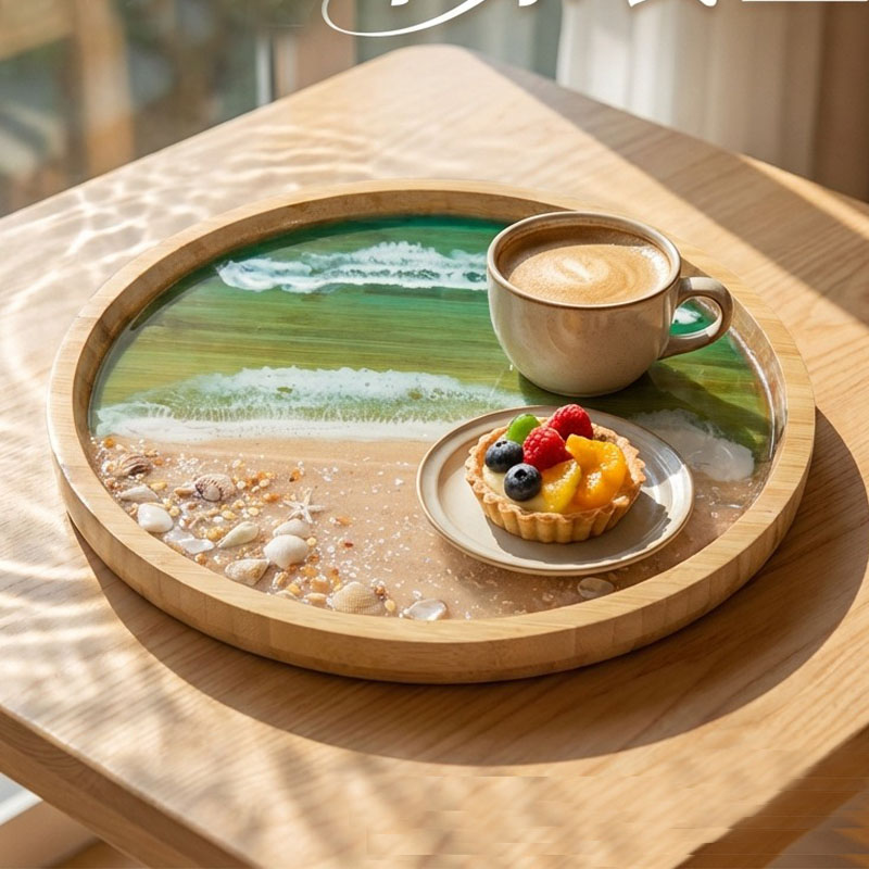 Wooden Serving Tray with Ocean - Resin Art Wooden Tray 리뷰 및 가격