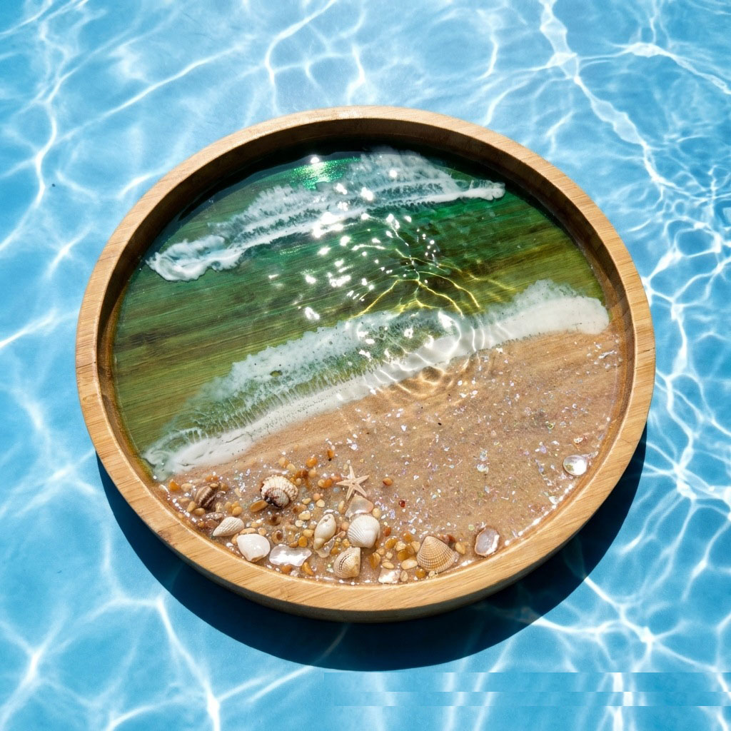 Wooden Serving Tray with Ocean - Resin Art Wooden Tray 리뷰 및 가격