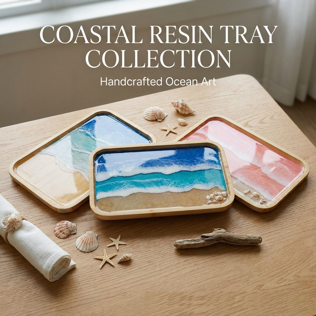 Epoxy Resin Ocean Art Decorati - Resin Art Wooden Tray 리뷰 및 가격