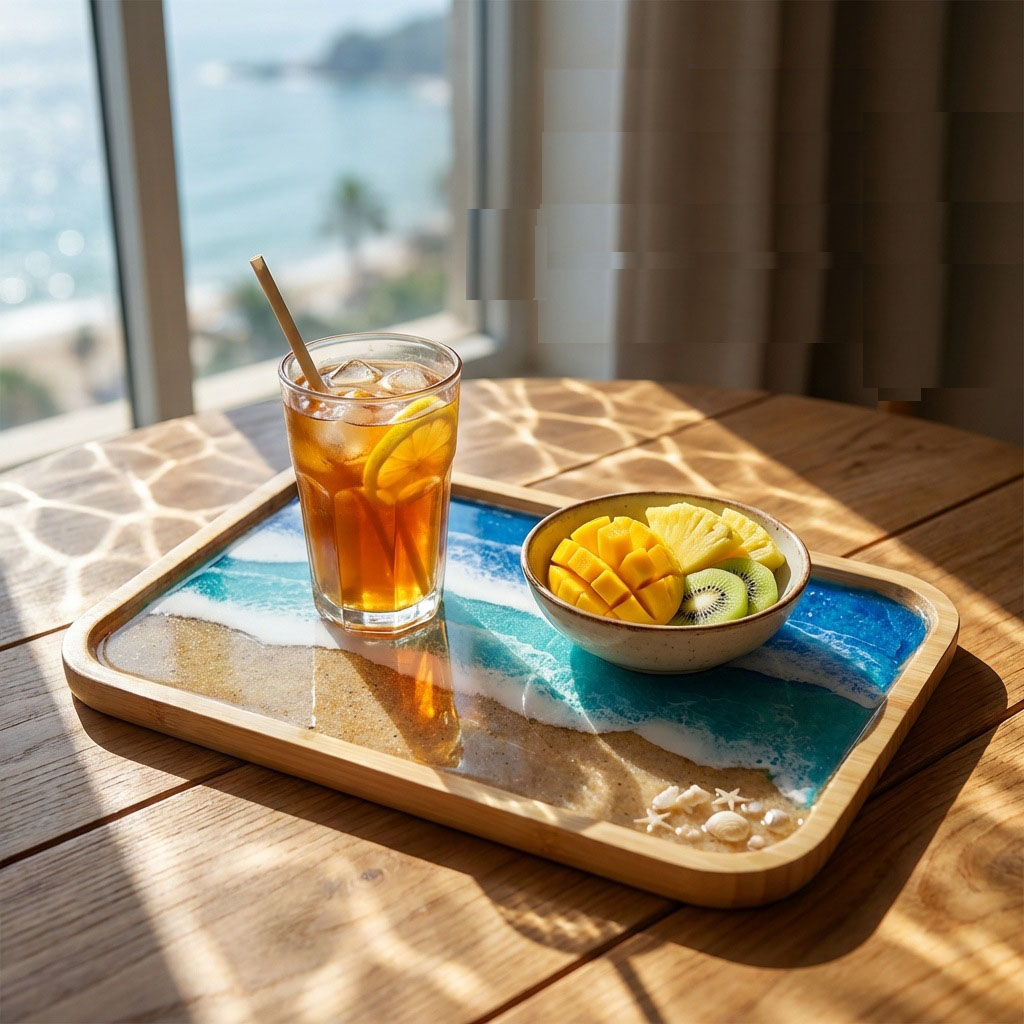 Epoxy Resin Ocean Art Decorati - Resin Art Wooden Tray 리뷰 및 가격