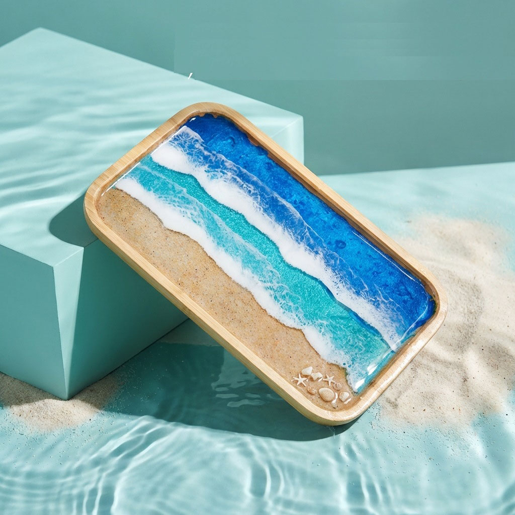 Epoxy Resin Ocean Art Decorati - Resin Art Wooden Tray 리뷰 및 가격