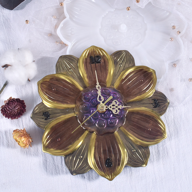 World Map Lotus Leaf Sakura Cl - Resin Art Clock 리뷰 및 가격
